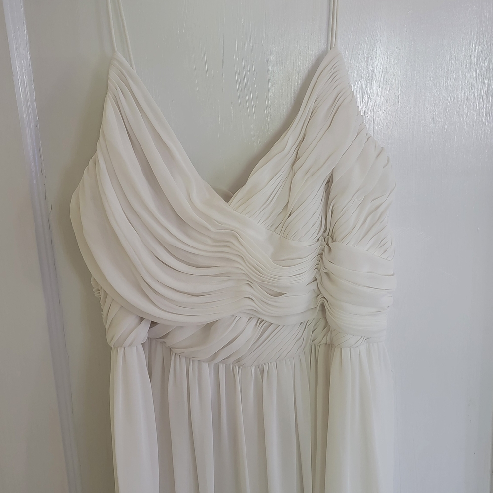 Mac duggal Elegant White Draped Women's Jumpsuit